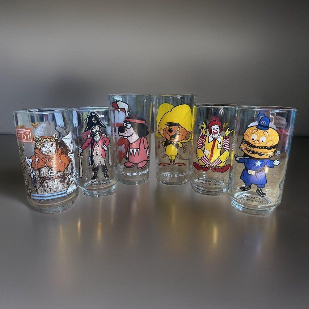 Vintage Collector’s Glass Set: Star Wars, McDonald’s, and More!